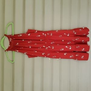 Loft Outlet Red Floral Halter Dress Size M
